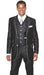 Men's 2 Button 3 Piece  Church Suit Black White Trim Lapel Slim Fitted Ticket Pocket Suit - Three Piece Suit