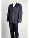 Men's 2 Button Vested Shiny Closure Black Pinstripe Suit