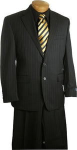 Men'S 2 Button Slim Fit Black Pin Stripe ~ Pinstripe Cheap Priced Business Suits Clearance Sale Black
