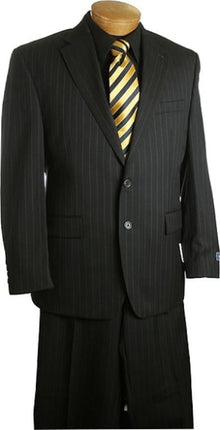 Men'S 2 Button Slim Fit Black Pin Stripe ~ Pinstripe Cheap Priced Business Suits Clearance Sale Black
