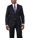 Men's Black 2 Buttons Pinstriped Classic Fit Wool Suit Flat Front Pants