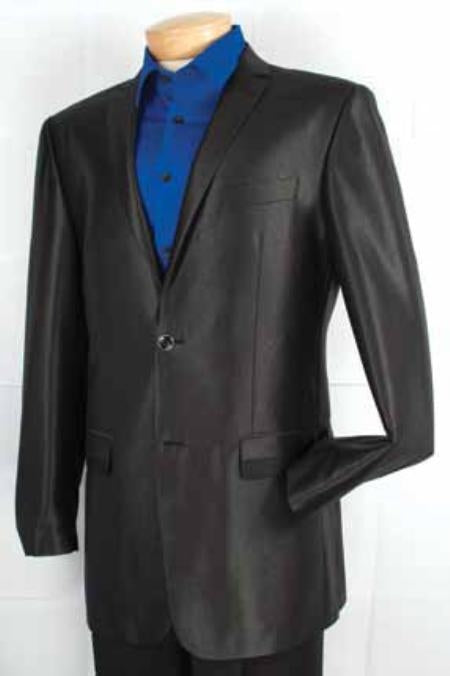 Men'S Fashion 2 Button Designer Casual Cheap Priced Fashion Blazer Dress Jacket Shiny Sharkskin Fabric Sport Coat Black