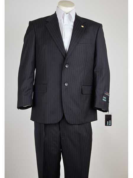 Men's Pinstripe 2 Button Black Suit