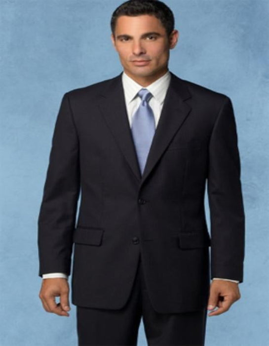 Mantoni Suit - Signature Menswear Wool Fabric SuitsOutlet - Brand Super 140s Brand Two Buttons Men's Jet Black Flat Front Suit Regular fit or Slim Fit- High End Suits - High Quality Suits - 100% Percent Wool Fabric Suit - Worsted Wool Business Suit