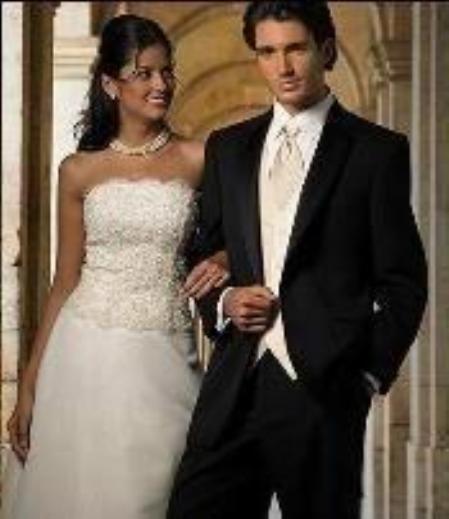 Men's Color- Solid True Black 2 Button Notch Tuxedo