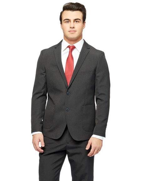 West End Men's Two Buttons Young Look Black Slim Fit Suit