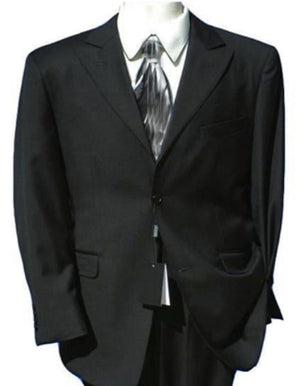 Extra Fine Wool 2 Button Peak Lapel Black Suit (also in Dark navy)