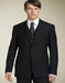 3pc 2 Button Black Super 150's Wool Suit with Hand Pick Stitch Suit