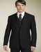 3pc 2 Button Black Super 150's Wool Suit with Hand Pick Stitch Suit