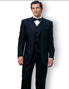 Premier Quality Italian 2 or 3 button Black Tuxedo Super 150'S + Pants + Shirt + Bow Tie + Vest Package