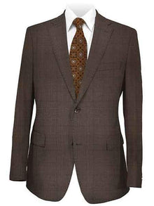 Men's 2 Button Medium Brown Plaid Suit