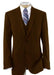 Men's 2 Button Wool Vested Dark Brown Suit with Pleated Trousers