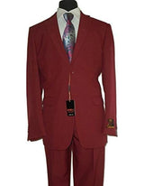 Umberto Bonelli Men's Two Buttons Burgundy and Wine ~ Maroon Color stylish fit suit Flat Front Pants