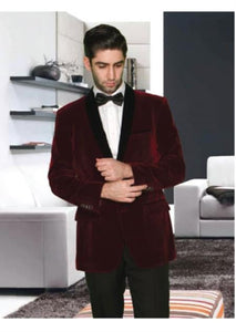 Velvet Blazer - Mens Velvet Jacket Mens 2 Button Modern Fit Suits Shawl Lapel Wine ~ Maroon Burgundy Suit