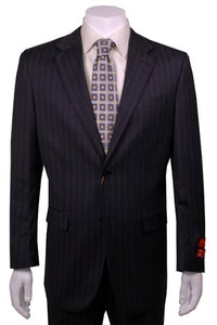 Charcoal Stripe ~ Pinstripe Modern Fit Suits 2 Button Vented without pleat flat front Pants Affordable Cheap Priced Men's Dress Suit For Sale