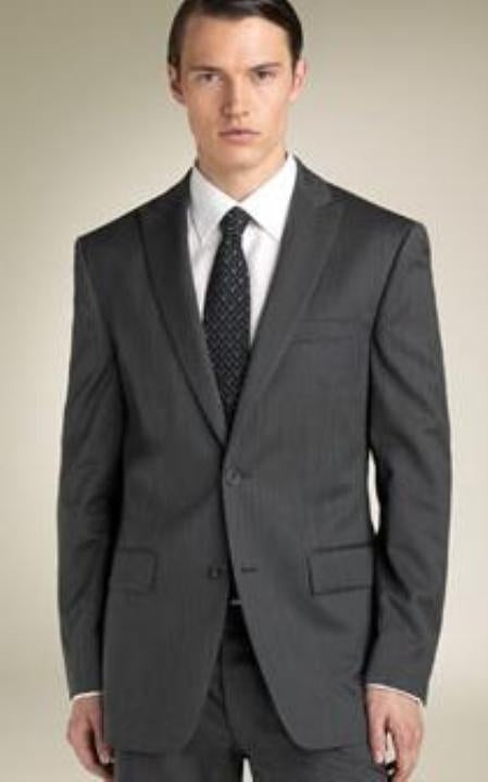 2 Button Peak Lapel Business ~ Wedding 2 Piece Side Vented 2 Piece Cheap Priced Business Suits Clearance Sale For Men Dark Charcoal Gray Tapered Slim Fitted Cut