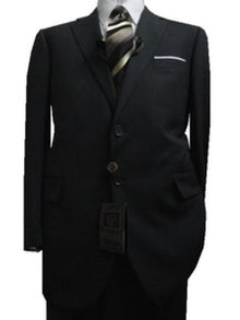 Fitted Discounted Sale Slim Cut 2 Button Charcoal with Thin Light Gray Pinstripes Men's Suit