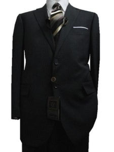 Fitted Discounted Sale Slim Cut 2 Button Charcoal with Thin Light Gray Pinstripes Men's Suit