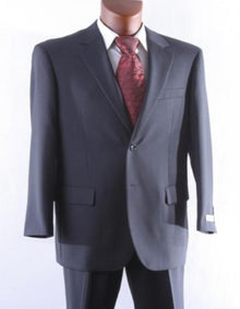 Men's 2 Button 100% Wool Suit Single Pleat Pants Charcoal