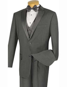 Charcoal Grey ~ Gray Two Buttons Tuxedo Men'S Jacket & Pants Suit No Vest