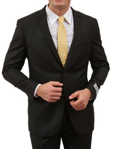 Men's 2 Button Front Closure Black Satin Trim Suit