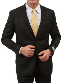 Men's 2 Button Front Closure Black Satin Trim Suit