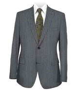 Men's Stripe 2 Button Dark Grey Side Vent Suit