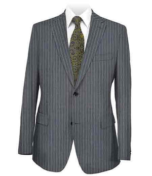 Men's Stripe 2 Button Dark Grey Side Vent Suit