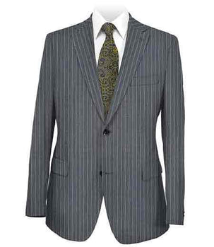 Men's Stripe 2 Button Dark Grey Side Vent Suit