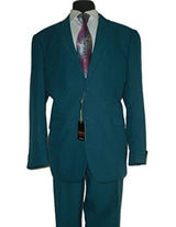 Umberto Bonelli Men's Two Buttons Dark Teal 2-piece suit Flat Front Pant