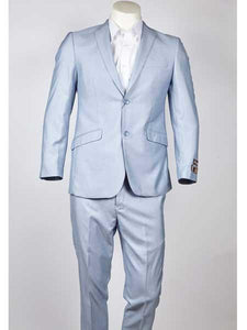 Men's Slim Fit 2 Button Light Blue Suit