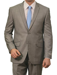 Men's 2 Button Front Closure Slim Fit Suit Light Grey