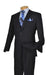 2TR Classic Fit - Executive Cut Poly-rayon Executive Pure Solid Dark Navy Suit Notch Collar Pleated Pants