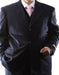 Men's Superior 150s Extra Fine Dark Navy 3 pcs Vested Dress Suits with Peak Lapel  - Dark Blue Suit Color