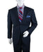 Men's Two Buttons Plaid ~ Window Pane Cheap Priced Business Suits Clearance Sale Pleated Pants Regular Cut Dark Navy