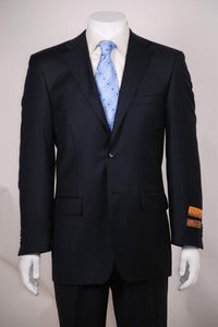 Navy Tone on Tone Modern Fit Suits 2 Button Vented without pleat flat front Pants - Dark Blue Suit Color