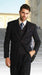 Men's Classic 3 Piece Pleated Pants Italian Fabric 2 Button Dark Navy Suit
