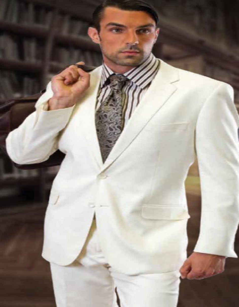 Men's Off White 1 Button Slim Fit Prom Suit main image 1