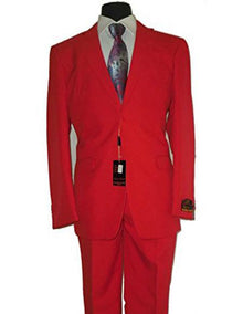 Discounted Sale Clearance Men's Two Buttons Red Classic Fashion suit Flat Front Pants