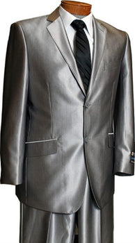 Sateen Metallic Shiny Men'S 2 Button Silver Slim Fit Shark Skin Suit Tuxedo Looking Men'S Sharkskin Suit