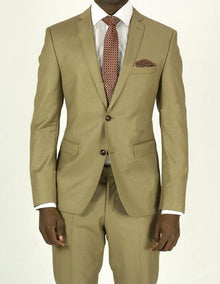 Men's Double Vents Slim Fit Skinny Tan Suit