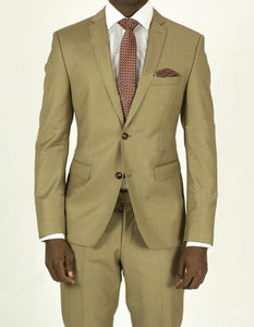Men's Double Vents Slim Fit Skinny Tan Suit