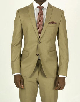Men's Double Vents Slim Fit Skinny Tan Suit