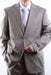 Men's 2 Button Light Taupe Tonal 3 Pieces Vested Dress Suit  - Three Piece Suit