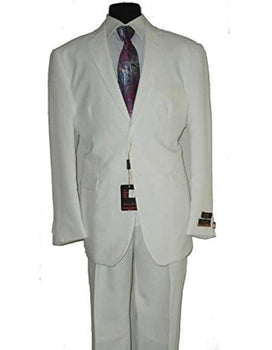 Umberto Bonelli Men's Two Buttons White Classic suit Flat Front Pant