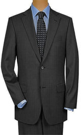 2 Button Super 150'S Luxury Gray Shadow Stripe ~ Pinstripe 2 Piece Suits - Two Piece Business Suits Suit - 100% Percent Wool Fabric Suit - Worsted Wool Business Suit