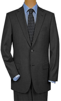 2 Button Super 150'S Luxury Gray Shadow Stripe ~ Pinstripe 2 Piece Suits - Two Piece Business Suits Suit - 100% Percent Wool Fabric Suit - Worsted Wool Business Suit
