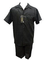 Mens Shirt And Shorts Two Piece Casual Walking Set Suit in 4 Colors