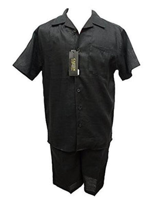 Mens Shirt And Shorts Two Piece Casual Walking Set Suit in 4 Colors