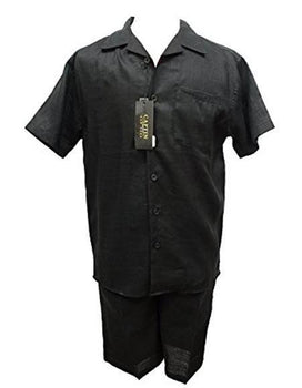 Mens Shirt And Shorts Two Piece Casual Walking Set Suit in 4 Colors